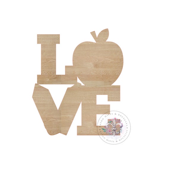 Teacher Love Unfinished Wooden Cutout Door Hanger Wreath Etsy