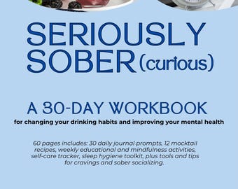 PRINTED | 30-Day Alcohol-Free / Sober Curious Journal & Workbook