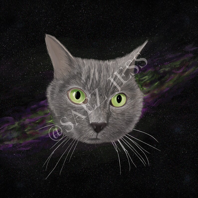 Stuey from Jessica's Cosmic Cats Series 3x3 Holographic Sticker image 1