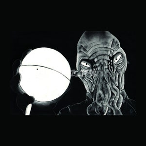 Ood from Doctor Who 4x6 Postcard Charcoal Portrait