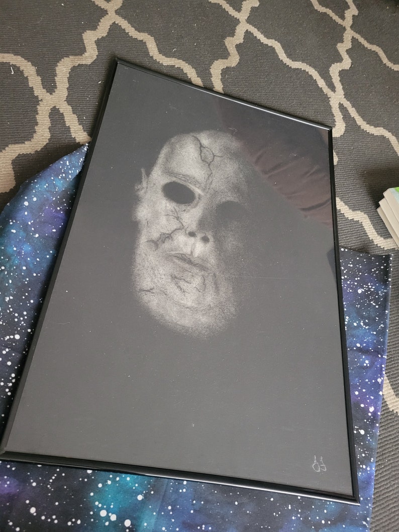 Halloween Michael Myers 12 x 18 Original Charcoal Drawing Framed Rob Zombie image 1