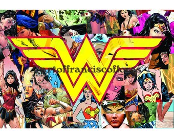 Wonder Woman Comic Book Collage 4x6 Postcard