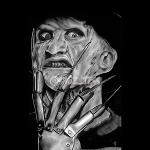 Freddy Krueger A Nightmare on Elm Street 4x6 Postcard Charcoal Portrait