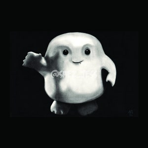 Adipose from Doctor Who 4x6 Postcard Charcoal Portrait