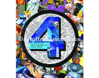 Fantastic Four Comic Book Collage 4x6 Postcard