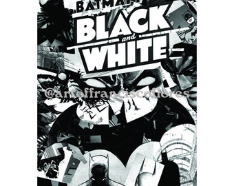 Batman Black & White Comic Book Collage 4x6 Postcard