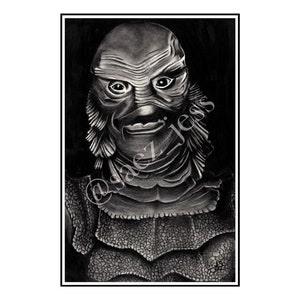 Creature from the Black Lagoon by Jessica Saez 8 1/2 x 11 Velvet Art Print
