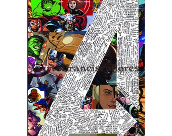 Avengers White Comic Book Collage 4x6 Postcard