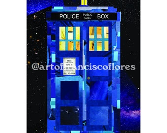 Doctor Who Tardis Comic Book Collage 4x6 Postcard