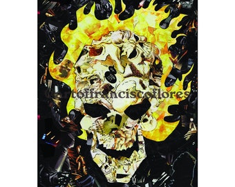 Ghost Rider Comic Book Collage 4x6 Postcard