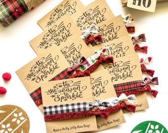 Christmas Holiday Gift  | Hair Tie Party Favor | Friend, Coworker, Teacher, Stocking Stuffer, Red and Green , Secret Santa