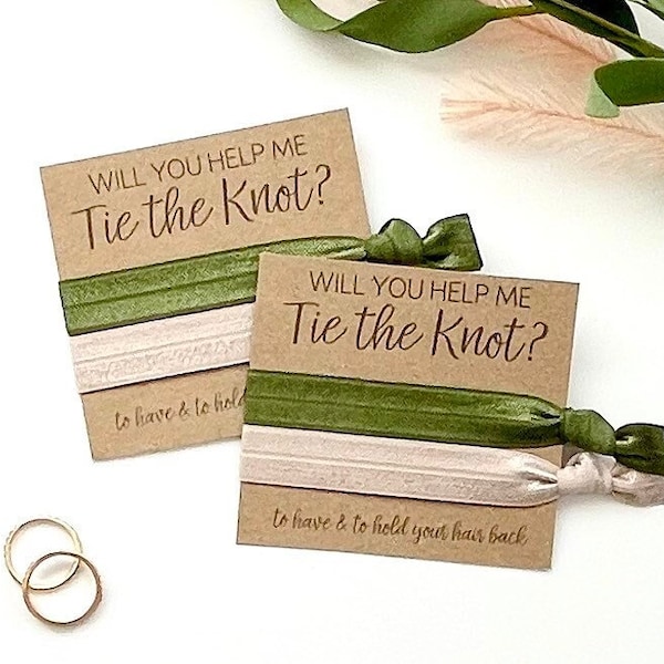 Will you help me Tie the Knot | Bridesmaid Proposal | Bridesmaid Hair Tie  Favors | To have and to hold your hair back You Choose Hair Ties