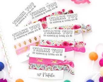 Personalized Birthday Party Favor Hair Ties: Thank You Gift