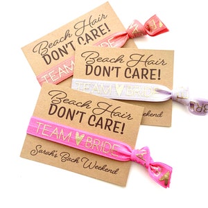 Beach Hair Don&#39;t Care Bachelorette Hair Tie Favor | Tropical Bachelorette, Personalized  Hair Tie Favors,, Beach Bachelorette, Tropical Bach