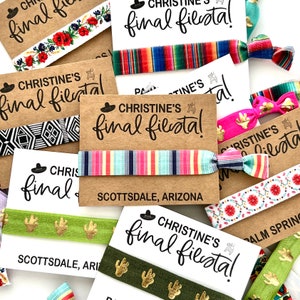 Personalized FINAL FIESTA Bachelorette Hair Tie Favors | Cabo Mexico Tulum Austin, Fiesta Themed Final Fiesta Themed Bachelorette Girls Trip