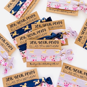 FOR YOUR PONY Girls Birthday Party Favors | Kids Hair Tie Favor | Goody Bag | Kids Birthday Teen Tween Personalized Favor for kids birthday