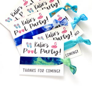Pool Birthday Party Hair Tie Favors | Personalized Summer Birthday Party Hair Ties, Girls Birthday Favor, Beach Pool, Pool Party Favor