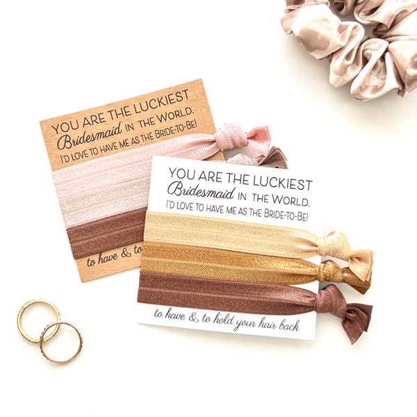 You are the luckiest Bridesmaid in the world funny bridesmaid proposal card, to have and to hold your hair back, thank you bridesmaids gifts