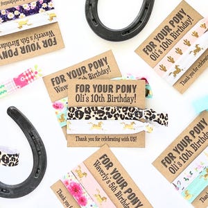 FOR YOUR PONY Girls Birthday Party Favors | Hair Tie Favors | Horse Themed Kids Birthday | Cowgirl Western Birthday Favors image 1