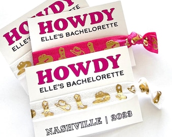 HOWDY Custom Bachelorette Favors | Nash Bash Bachelorette Party Hair Ties | Howdy Party Favors | Western Bachelorette