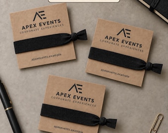 Custom Logo Hair Tie Favors, Kraft Card Business Giveaways, Corporate Event Swag, Branded Client Gifts