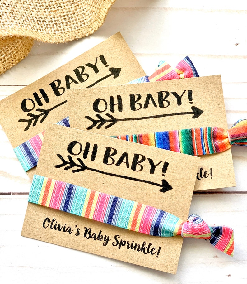 OH Baby Shower Hair Tie Favors Pink Baby Shower Favors Girl Etsy