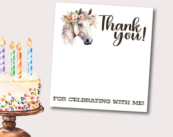Horse Party Printable Digital Favor Cards | Hair Tie and Scrunchie Cards | Girls Horse Party | Kids Horse Party Thank You Cards