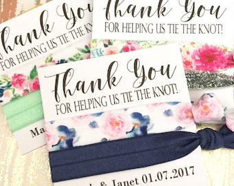 Bridesmaids Gift Hair Ties | Thank you for helping us tie the knot | Wedding Favors - Hair Tie Favor - Bridal Party Favors - The Knot