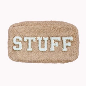 Teddy Chenille Letter Patch Cosmetic Bags, Toiletry Bags, Summer Travel Stuff Pouch Bags Chenille Patches Custom Name Bag