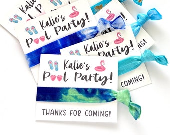 Pool Birthday Party Hair Tie Favors | Personalized Summer Birthday Party Hair Ties, Girls Birthday Favor, Beach Pool, Pool Party Favor