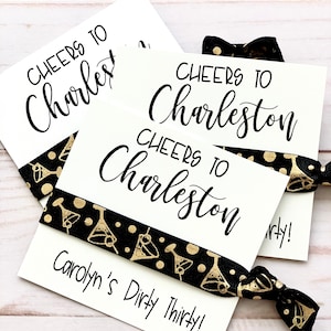 Cheers to Charleston Hair Tie Favors | Bachelorette Favor Hair Ties Cheers Girls Getaway Bachelorette Martini Glass Dirty Thirty