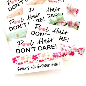 Personalized Pool Party Hair Tie Favors | Girls Birthday