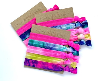 Tie Dye Hair Ties OR Headbands - Cotton Candy Ponytail Holder Collection - Tie Dye