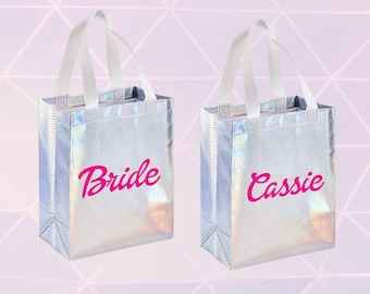 Disco Bachelorette Holographic Gift Bag | Bachelorette Party Bag, Bridesmaids Groovy Gift Bags, Silver Gift Bags, Come on Let's Party