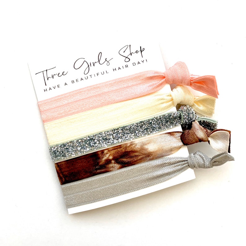 Lilian Hair Tie Set Creaseless Elastic Hair Ties Silver Etsy