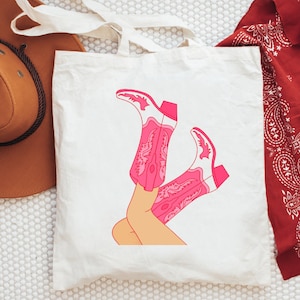 Cowgirl Stiefel Baumwolle Canvas Einkaufstasche | Nashville Tragetasche | Nashville Geschenktüten | Country Western Bachelorette Tasche | Brautjungfer Tragetasche
