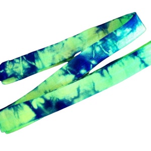 Kelly - Sky Blue Tie Dye Elastic | Hand Dyed Tie Dye FOE | 5/8&quot; Fold Over Elastic - Hair Ties Headbands Tie Dye Hair Ties