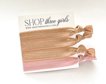 Elastic Hair Tie Set | Boho Hair Ties | Neutral Blond hair ties | Ponytail ties | hand made hair ties | Gift for Her | Bridesmaids Gift