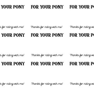 For Your Pony Printable Digital hair tie favor cards, kids birthday, horse party favor cards, DIY birthday rodeo - Digital Download File