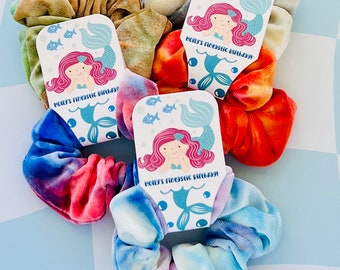 Mermaid Birthday Party Scrunchies | Kids Mermaid Scrunchies | Tie Dye Scrunchie | Mermaid Themed Birthday Favors