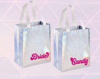 Last Disco Retro Bachelorette Holographic Gift Bag | Bachelorette Party Bag, Bridesmaids Groovy Gift Bags