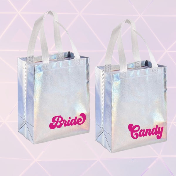 Last Disco Retro Bachelorette Holographic Gift Bag | Bachelorette Party Bag, Bridesmaids Groovy Gift Bags