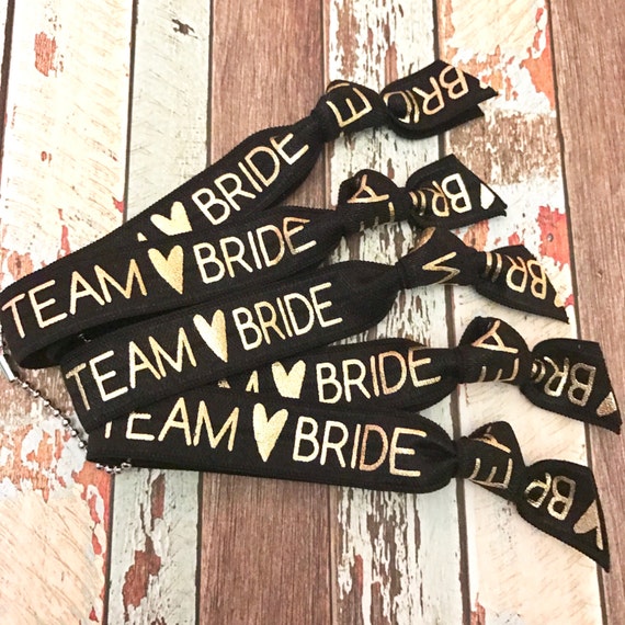 Set Of 5 Bachelorette Bracelet Hair Tie Party Favor Team Etsy