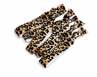 Leopard Print Hair Ties Bulk Pack, Neutral Cheetah Elastic Hair Ties for Party Favors, Bridesmaid Gifts, Stocking Stuffers, Everyday