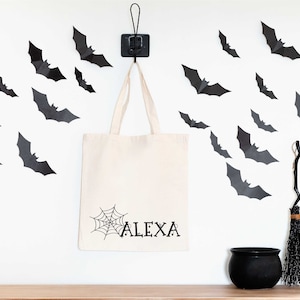 Custom Halloween Tote Bag | Spooky Spider Web Kids Adults Tote, Trick or treat bag, halloween good bag