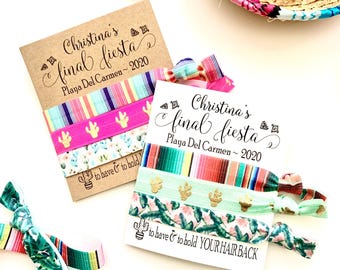 Custom FINAL FIESTA Bachelorette Hair Ties | Mexican Cabo Bachelorette | Fiesta themed girls trip | Tulum Mexico | To have & to hold