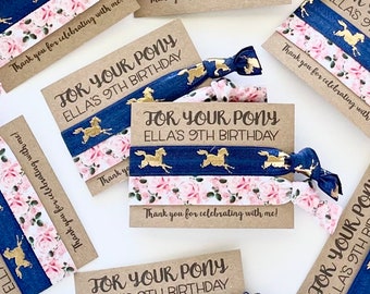 FOR YOUR PONY Girls Birthday Party Favors | Kids Hair Tie Favor | Goody Bag | Kids Birthday Teen Tween Personalized Favor for kids birthday