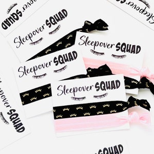 Sleepover Squad Birthday Hair Tie Favors | Kids Party, Sleepover Party Thank you Hair Ties, Teen Girl Birthday, Goodie Treat Bag Favors
