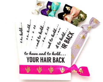 Bachelorette Party Favors,  Hair Tie Favor | To Have and To Hold Your Hair Back | Cactus Print, Hen Party Favor