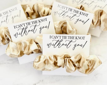 I can't tie the knot without you! Bridesmaid Proposal Gift, Proposal Box Scrunchie Bridesmaids Gifts Bridal Party Gift Satin Hair Scrunchies